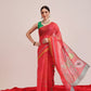 Hiral Fashion Red Chanderi Cotton Blend Fruits Digital Printed Saree | Swadesiicart