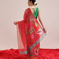 Hiral Fashion Red Chanderi Cotton Blend Fruits Digital Printed Saree | Swadesiicart