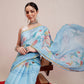 Hiral Fashion Blue Chanderi Cotton Blend Fruits Digital Printed Saree | Swadesiicart
