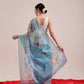 Hiral Fashion Blue Chanderi Cotton Blend Fruits Digital Printed Saree | Swadesiicart
