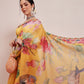 Hiral Fashion Yellow Chanderi Cotton Blend Fruits Digital Printed Saree | Swadesiicart