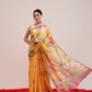 Hiral Fashion Yellow Chanderi Cotton Blend Fruits Digital Printed Saree | Swadesiicart