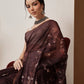 Hiral Fashion Brown Chanderi Cotton Blend Floral Digital Printed Saree | Swadesiicart