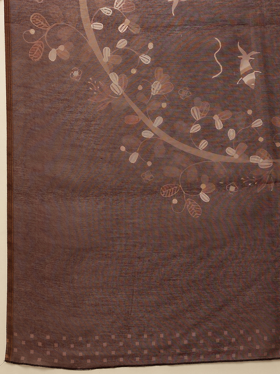 Hiral Fashion Brown Chanderi Cotton Blend Floral Digital Printed Saree | Swadesiicart