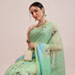 Hiral Fashion Green Chanderi Cotton Blend Animal Print Digital Printed Saree | Swadesiicart