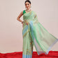 Hiral Fashion Green Chanderi Cotton Blend Animal Print Digital Printed Saree | Swadesiicart