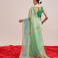 Hiral Fashion Green Chanderi Cotton Blend Animal Print Digital Printed Saree | Swadesiicart