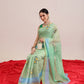 Hiral Fashion Green Chanderi Cotton Blend Animal Print Digital Printed Saree | Swadesiicart