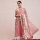 Hiral Fashion Maroon Chanderi Cotton Blend Stripes Digital Printed Saree | Swadesiicart