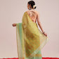 Hiral Fashion Olive Chanderi Cotton Blend Geomatric Digital Printed Saree | Swadesiicart