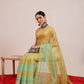 Hiral Fashion Olive Chanderi Cotton Blend Geomatric Digital Printed Saree | Swadesiicart