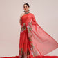 Hiral Fashion Red Chanderi Cotton Blend Fruits Digital Printed Saree | Swadesiicart