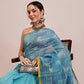 Hiral Fashion Teal Chanderi Cotton Blend Abstract Digital Printed Saree | Swadesiicart