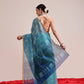 Hiral Fashion Teal Chanderi Cotton Blend Abstract Digital Printed Saree | Swadesiicart