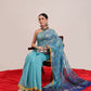 Hiral Fashion Teal Chanderi Cotton Blend Abstract Digital Printed Saree | Swadesiicart