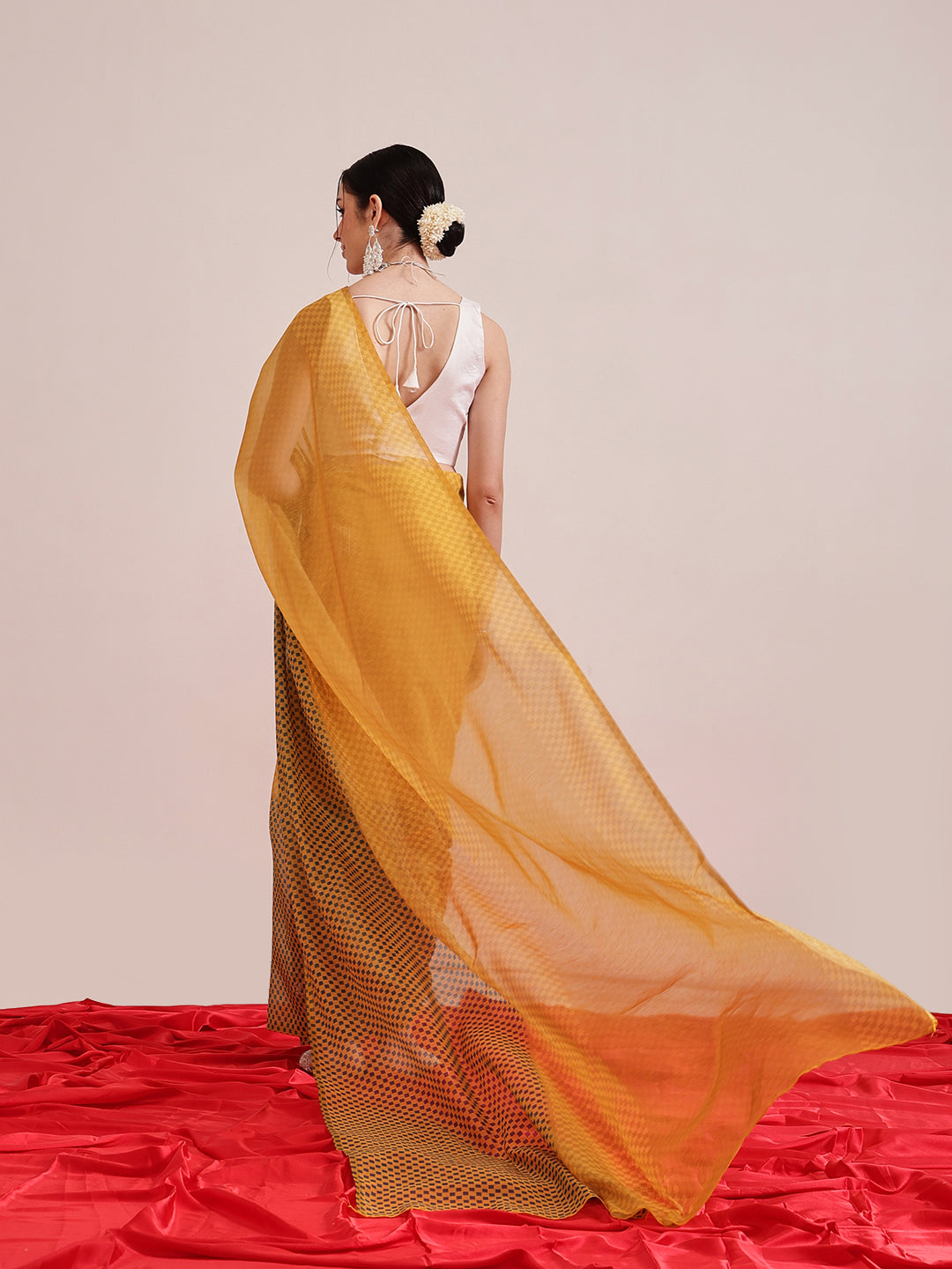 Hiral Fashion Yellow Chanderi Cotton Blend Abstract Digital Printed Saree | Swadesiicart
