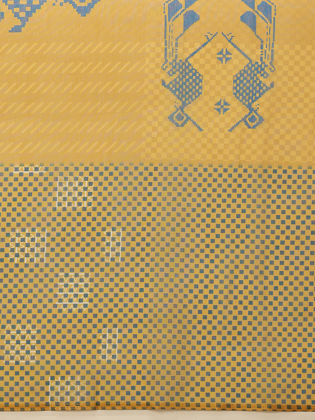 Hiral Fashion Yellow Chanderi Cotton Blend Abstract Digital Printed Saree | Swadesiicart
