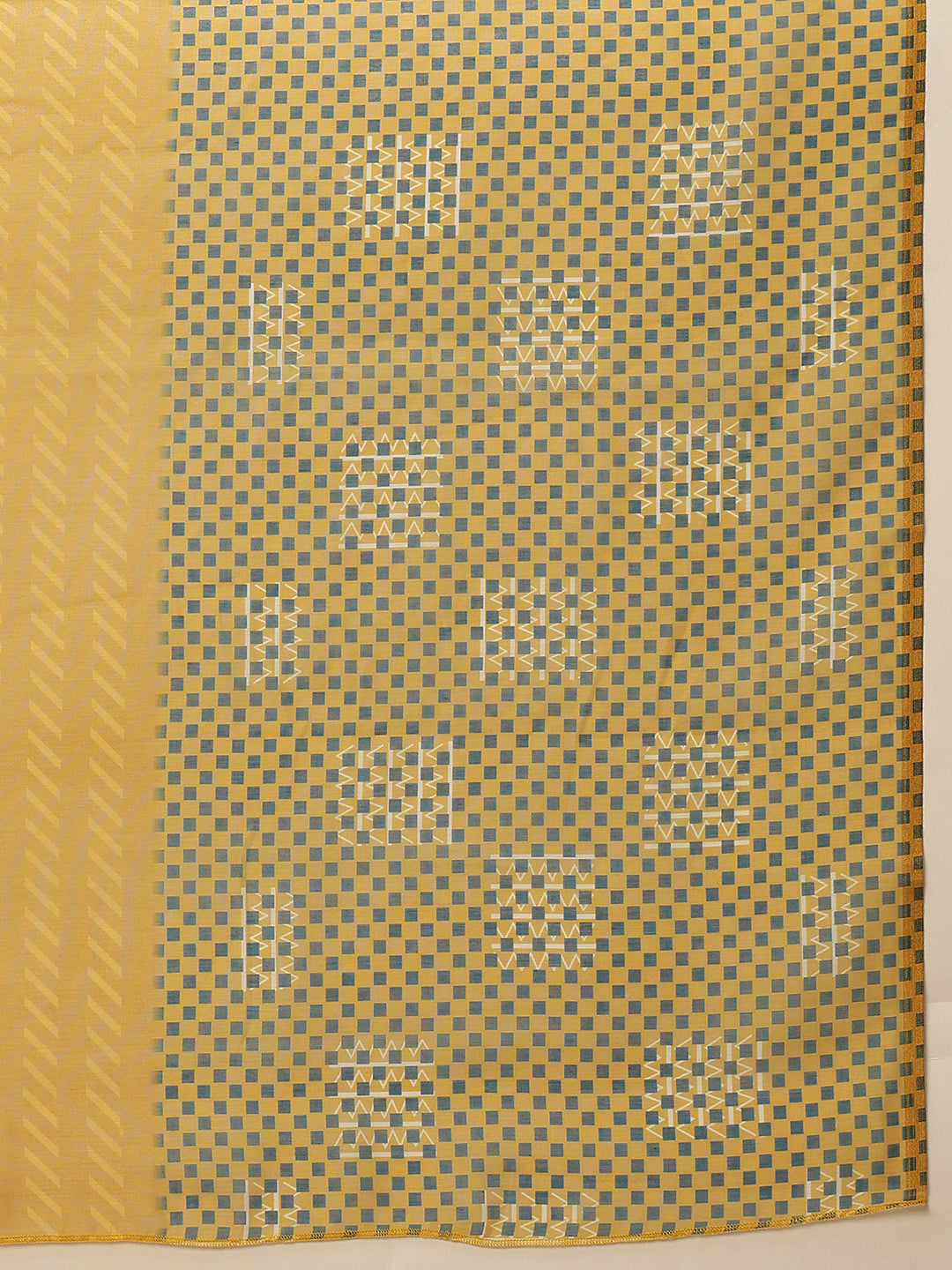 Hiral Fashion Yellow Chanderi Cotton Blend Abstract Digital Printed Saree | Swadesiicart