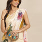 Hiral Fashion Cream Bollywood Chiffon Floral Digital Printed Saree | Swadesiicart