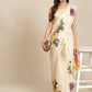 Hiral Fashion Cream Bollywood Chiffon Floral Digital Printed Saree | Swadesiicart