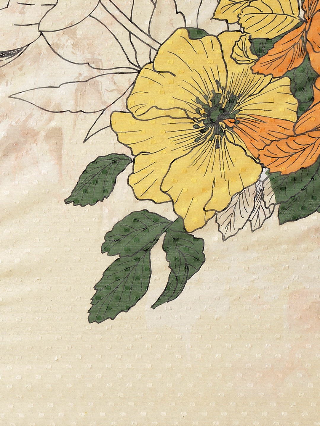 Hiral Fashion Cream Bollywood Chiffon Floral Digital Printed Saree | Swadesiicart