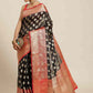Black Pure Silk Woven Zari Design Animal Saree with Unstitched Blouse - Hiral Fashion | Swadesiicart