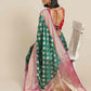 Turquoise Pure Silk Woven Zari Design Animal Saree with Unstitched Blouse - Hiral Fashion | Swadesiicart