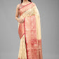 White Pure Silk Woven Zari Design Animal Saree with Unstitched Blouse - Hiral Fashion | Swadesiicart