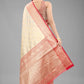 White Pure Silk Woven Zari Design Animal Saree with Unstitched Blouse - Hiral Fashion | Swadesiicart