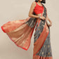 Gray Pure Silk Woven Zari Design Floral Saree with Unstitched Blouse - Hiral Fashion | Swadesiicart
