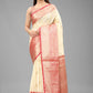 White Pure Silk Woven Zari Design Floral Saree with Unstitched Blouse - Hiral Fashion | Swadesiicart