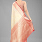 White Pure Silk Woven Zari Design Floral Saree with Unstitched Blouse - Hiral Fashion | Swadesiicart