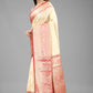 White Pure Silk Woven Zari Design Floral Saree with Unstitched Blouse - Hiral Fashion | Swadesiicart