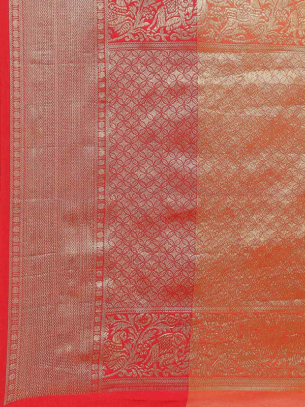 Yellow Pure Silk Woven Zari Design Floral Saree with Unstitched Blouse - Hiral Fashion | Swadesiicart