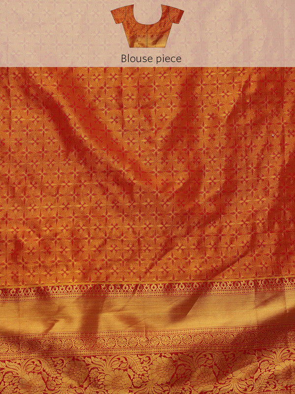 Green Pure Silk Woven Zari Design Geomatric Saree with Unstitched Blouse - Hiral Fashion | Swadesiicart