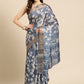 Blue Silk Blend Digital Print Floral Saree with Unstitched Blouse - Hiral Fashion | Swadesiicart
