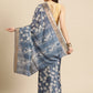 Blue Silk Blend Digital Print Floral Saree with Unstitched Blouse - Hiral Fashion | Swadesiicart