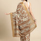Brown Silk Blend Digital Print Floral Saree with Unstitched Blouse - Hiral Fashion | Swadesiicart