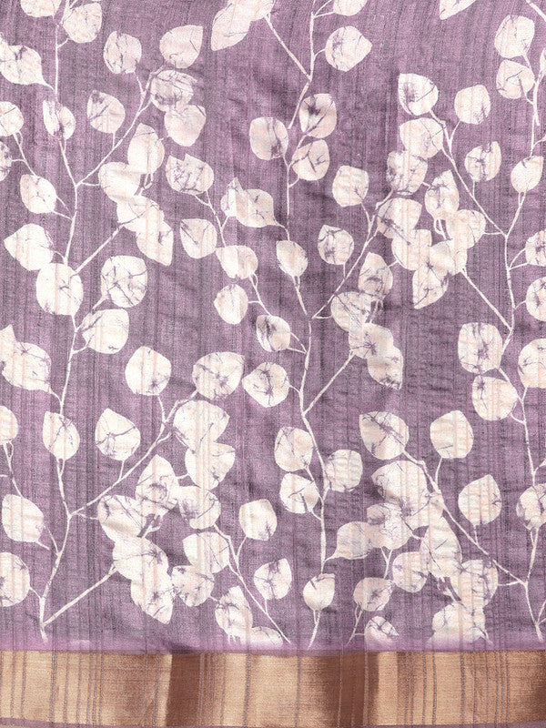 Lavender Silk Blend Digital Print Floral Saree with Unstitched Blouse - Hiral Fashion | Swadesiicart
