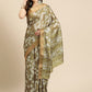 Olive Silk Blend Digital Print Floral Saree with Unstitched Blouse - Hiral Fashion | Swadesiicart