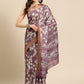 Purple Silk Blend Digital Print Floral Saree with Unstitched Blouse - Hiral Fashion | Swadesiicart