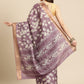Purple Silk Blend Digital Print Floral Saree with Unstitched Blouse - Hiral Fashion | Swadesiicart