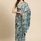 Turquoise Silk Blend Digital Print Floral Saree with Unstitched Blouse - Hiral Fashion | Swadesiicart