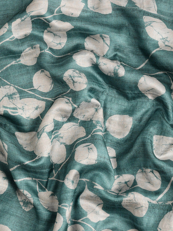 Turquoise Silk Blend Digital Print Floral Saree with Unstitched Blouse - Hiral Fashion | Swadesiicart