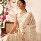 Hiral Fashion Beige Banarasi Art Silk Floral Digital Printed Saree | Swadesiicart