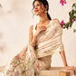 Hiral Fashion Beige Banarasi Art Silk Floral Digital Printed Saree | Swadesiicart