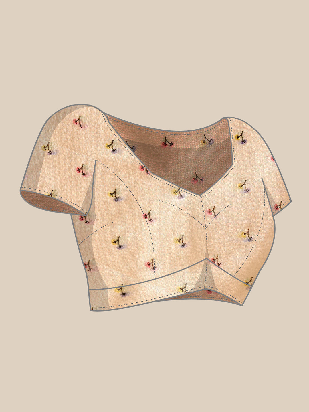 Hiral Fashion Beige Banarasi Art Silk Floral Digital Printed Saree | Swadesiicart