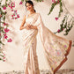 Hiral Fashion Beige Banarasi Art Silk Floral Digital Printed Saree | Swadesiicart