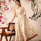 Hiral Fashion Beige Banarasi Art Silk Floral Digital Printed Saree | Swadesiicart