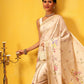 Hiral Fashion Beige Banarasi Art Silk Floral Digital Printed Saree | Swadesiicart
